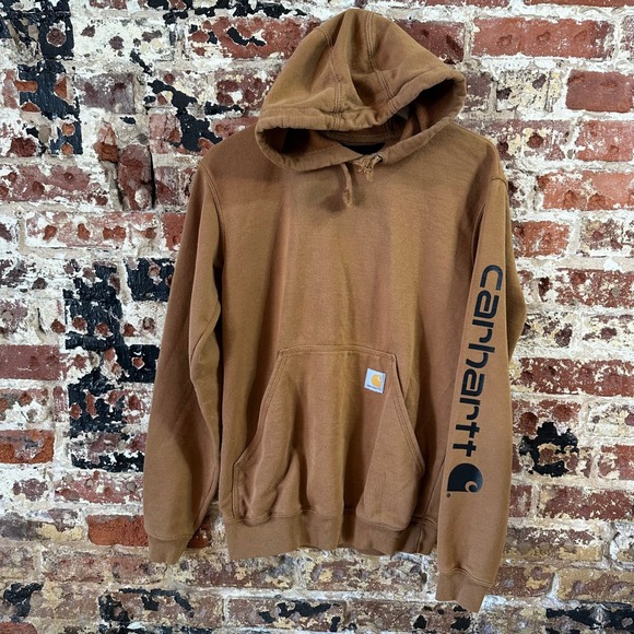 Carhartt Other - Carhartt K288 BRN Midweight Hoodie Brown Sleeve Logo Mens XS
